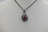 Zawieszka z rubinem gwiaździstym oksydowane srebro 925 rękodzieło - 8