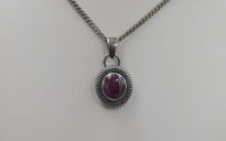 Zawieszka z rubinem gwiaździstym oksydowane srebro 925 rękodzieło - 10