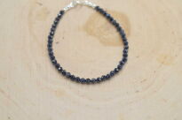 Szafir naturalny ciemny bransoletka fasetowana 3,5 mm srebro 925 - 2