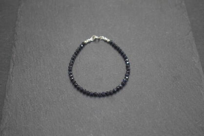 Szafir naturalny ciemny bransoletka fasetowana 3,5 mm srebro 925