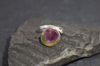 Pierścionek Turmalin Arbuzowy r.15, Srebro 925 - 9