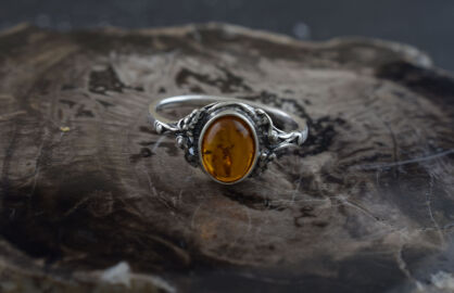 Pierścionek z Bursztynem Bałtyckim Srebro 925