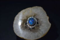 Pierścionek Ciemny Opal Australijski Srebro 925 r.14 Rękodzieło - 10