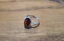 Pierścionek z bursztynem bałtyckim srebro 925 styl retro r.14 - 18