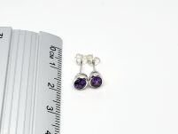 Małe Kolczyki Ametyst Fasetowany Sztyft Srebro 925 - 9