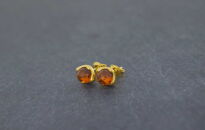 Kolczyki Sztyft Bursztyn Bałtycki Srebro Pozłocone 925 - 3