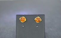 Kolczyki Sztyft Bursztyn Bałtycki Srebro Pozłocone 925 - 4