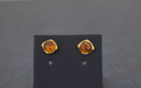 Kolczyki Sztyft Bursztyn Bałtycki Srebro Pozłocone 925 - 6