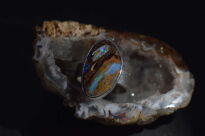 Pierścionek Opal boulder Australia naturalny ręcznie robiony srebro 925 r.20 - 12