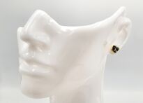 Kolczyki sztyfty złocone srebro 925 z bursztynem zielonym (5mm) - 3