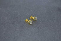 Kolczyki sztyfty złocone srebro 925 z bursztynem zielonym (5mm) - 8