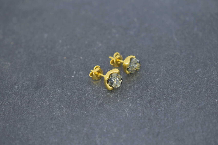 Kolczyki sztyfty złocone srebro 925 z bursztynem zielonym (5mm)