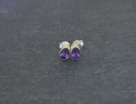 Małe Kolczyki Ametyst Fasetowany Sztyft Srebro 925 - 2