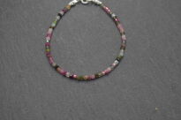 Bransoletka z kolorowego turmalinu drobne fasetowane kostki srebro 925 - 14