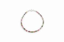 Bransoletka z kolorowego turmalinu drobne fasetowane kostki srebro 925 - 2
