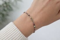 Bransoletka z kolorowego turmalinu drobne fasetowane kostki srebro 925 - 4