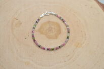 Bransoletka z kolorowego turmalinu drobne fasetowane kostki srebro 925 - 5