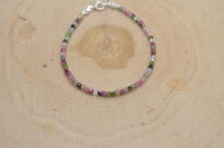 Bransoletka z kolorowego turmalinu drobne fasetowane kostki srebro 925 - 7