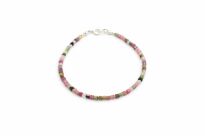 Bransoletka z kolorowego turmalinu drobne fasetowane kostki srebro 925 - 8