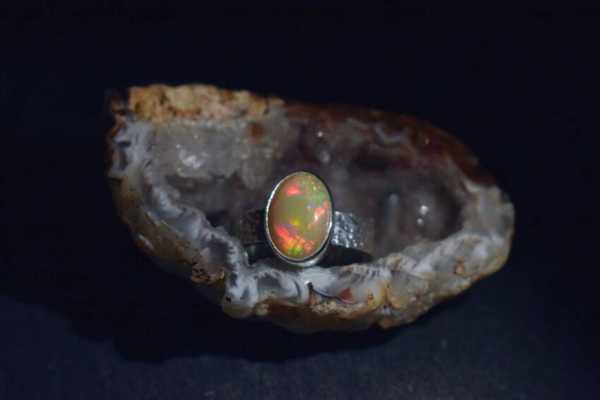 Pierścień Opal Etiopski Pomarańczowy r.18 Srebro 925