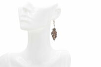 Srebrne kolczyki piórka oksydowane rękodzieło długie Srebro 925 - 4