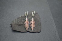 Srebrne kolczyki piórka oksydowane rękodzieło długie Srebro 925 - 7