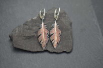 Srebrne kolczyki piórka oksydowane rękodzieło długie Srebro 925 - 9