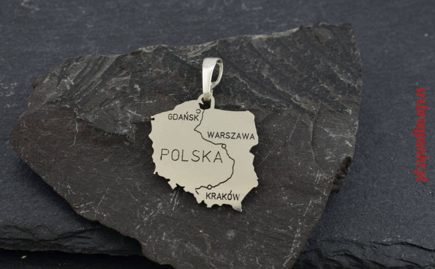 Wisiorek Mapa Polski Polska Srebro 925