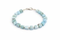 Bransoletka larimar naturalny kostka srebro 925 damska ręcznie robiona - 2