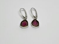 Kolczyki Turmalin Arbuzowy Wiszące Srebro - 12