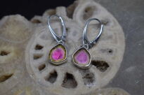 Kolczyki Turmalin Arbuzowy Wiszące Srebro - 11