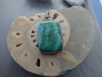 Zawieszka Malachit z Chryzokolą Srebro 925 Rękodzieło - 13