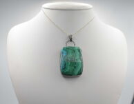 Zawieszka Malachit z Chryzokolą Srebro 925 Rękodzieło - 2