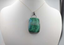 Zawieszka Malachit z Chryzokolą Srebro 925 Rękodzieło - 8
