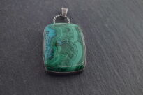 Zawieszka Malachit z Chryzokolą Srebro 925 Rękodzieło - 11
