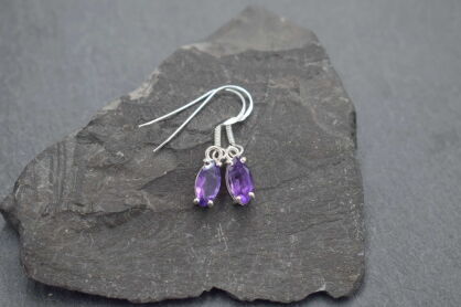 Kolczyki Wiszące Ametyst Fasetowany Srebro 925 Wiszące