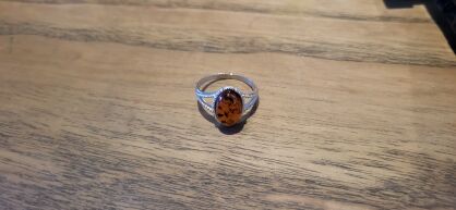 Pierścionek z bursztynem bałtyckim srebro 925 styl retro r.17