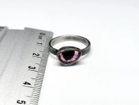 Pierścionek Turmalin Różowy Rubelit r.16 Srebro 925 Z Inkluzją Czarnego Turmalinu - 10