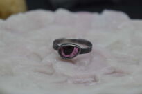 Pierścionek Turmalin Różowy Rubelit r.16 Srebro 925 Z Inkluzją Czarnego Turmalinu - 7