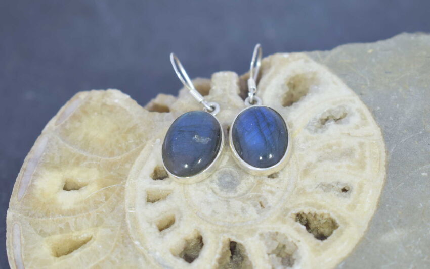 Kolczyki Wiszące Niebieski Labradoryt Srebro 925