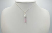 Turmalin różowy rubelit naturalny surowa zawieszka srebro 925 unikat rękodzieło - 4