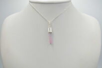 Turmalin różowy rubelit naturalny surowa zawieszka srebro 925 unikat rękodzieło - 10