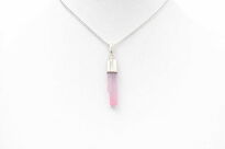 Turmalin różowy rubelit naturalny surowa zawieszka srebro 925 unikat rękodzieło - 7