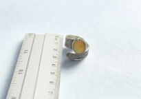 Pierścionek srebrny z opalem etiopskim duży pomarańczowy owal | ręcznie wykonany - 15