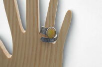 Pierścionek srebrny z opalem etiopskim duży pomarańczowy owal | ręcznie wykonany - 6