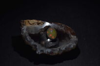 Pierścionek srebrny z opalem etiopskim duży pomarańczowy owal | ręcznie wykonany - 7