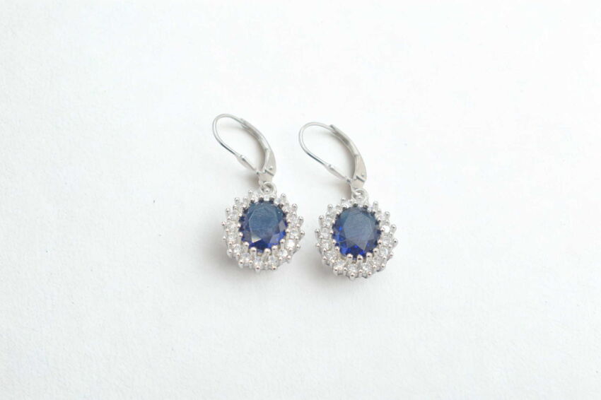 Kolczyki z Niebieską Cyrkonią Wiszace Srebro 925 Markiza