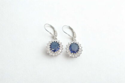 Kolczyki z Niebieską Cyrkonią Wiszace Srebro 925 Markiza