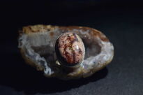 Pierścionek z Opalem Meksykańskim w Skale Macierzystej  Rękodzieło w Srebrze 925 r.17 - 9