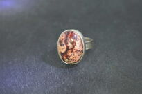 Pierścionek z Opalem Meksykańskim w Skale Macierzystej  Rękodzieło w Srebrze 925 r.17 - 7